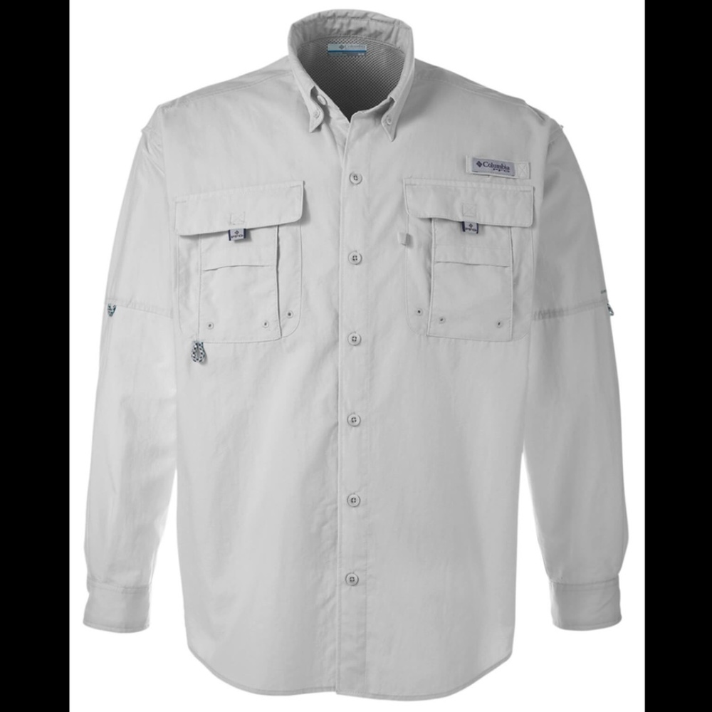 Men's Columbia PFG Bahama Fishing Shirt XL Long Sleeve Button Up Cool Gray
